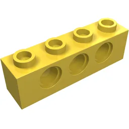 Technic Brick 1 x 4 [3 Pin Holes] / Yellow