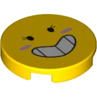 Tile Round 2 x 2 with Smiley Face, Tense Grin / Yellow