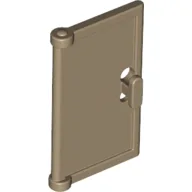 Door 1 x 2 x 3 with Vertical Handle, Round Handle Holes on Back / Dark Tan
