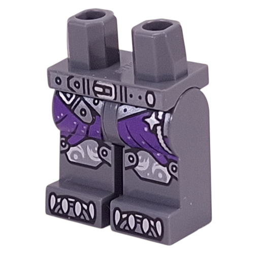 Lego Hips and Dark Bluish Gray Legs with Dark Purple Robe, Silver Belts, Knee Pads, Claws print / Dark Bluish Gray