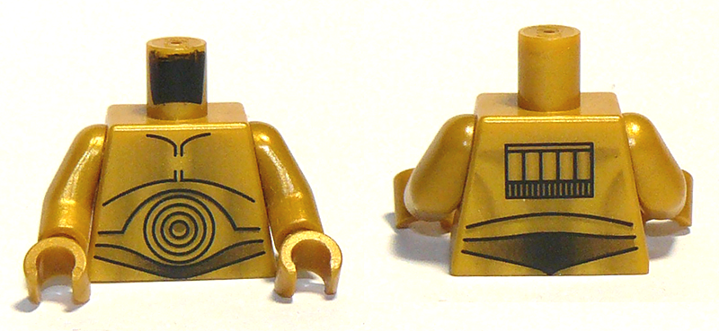 Lego Torso SW C-3PO Pattern / Pearl Gold Arms / Pearl Gold Hands
