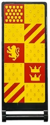 Flag 7 x 3 with Bar Handle with HP Gryffindor House Banner, Red and Yellow Squares, Lion, Stripes, Shields and Crowns Pattern on Both Sides (Stickers) - Set 76416