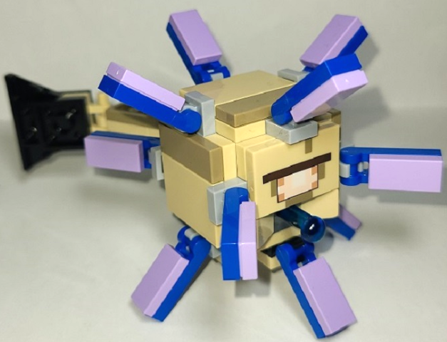 Lego Minecraft Guardian, Elder (Dark Tan Plate 1 x 2 on Tail) - Brick Built
