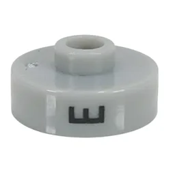 Pen Bead, Round Short, Flat Edge with 'E', '8', 'D' Print / Light Gray