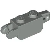 Hinge Brick 1 x 2 Locking with 1 Finger Vertical End and 2 Fingers Vertical End, 9 Teeth / Light Gray