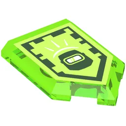 Tile Special 2 x 3 Pentagonal with Nexo Power Shield Print - Blast Mask / Trans-Bright Green