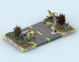 MILS Wasteland Half Road Straight 16 Studs Wide (Fallout) V2