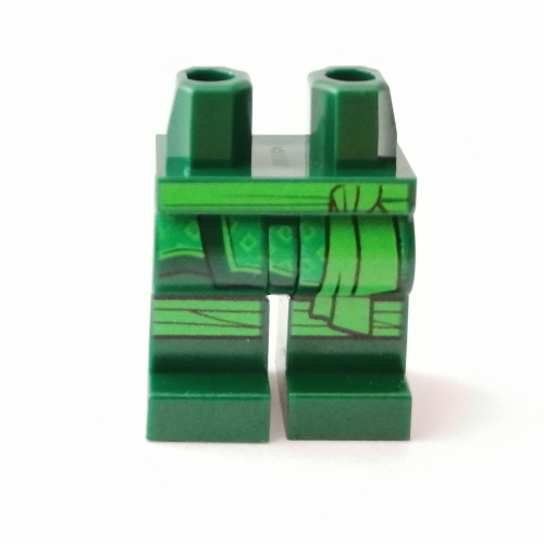 Lego Hips and Dark Green Legs with Bright Green Robetails, Sash Belt, and Knee Wraps Print (Lloyd) / Dark Green