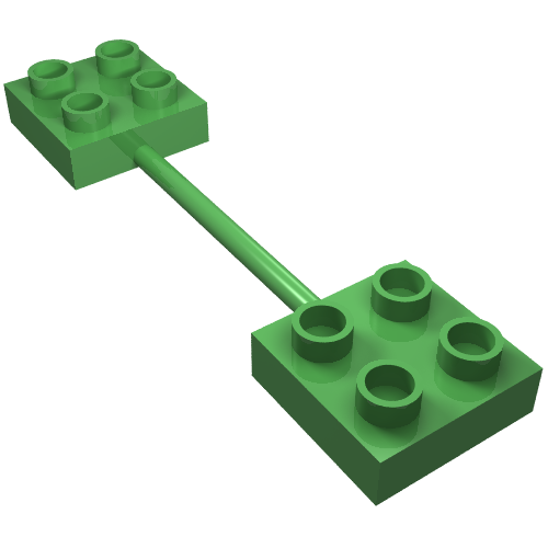 Lego Duplo Bar with 2 x 2 Plates on Both Ends / Bright Green