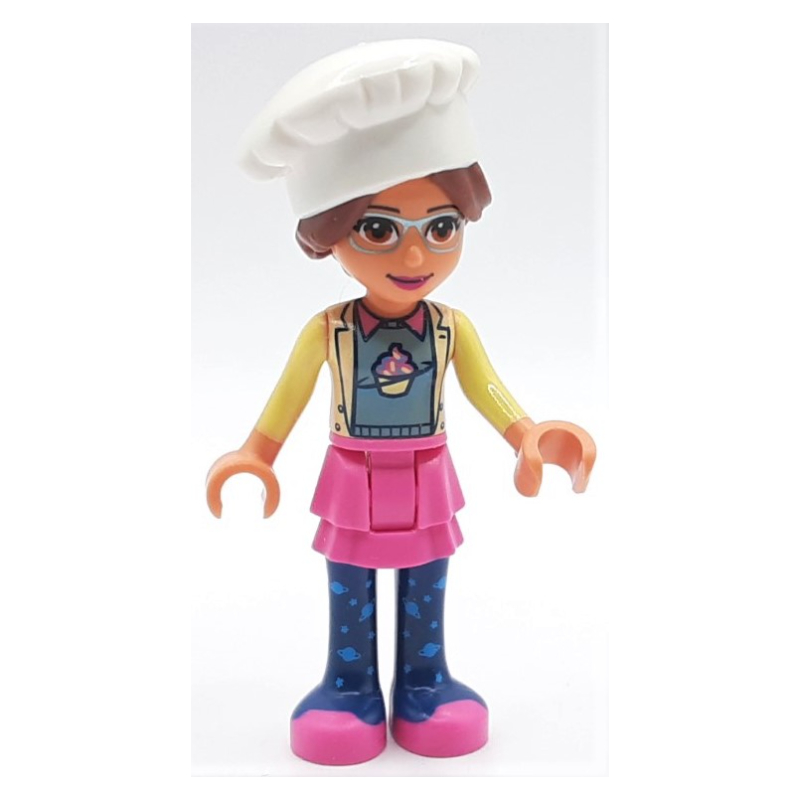 Lego Olivia - Bright Light Yellow Jacket, Dark Pink Skirt, Chef's Hat