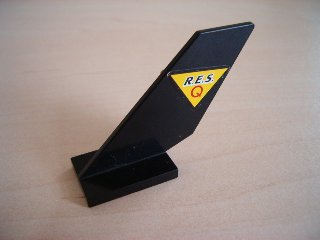 Lego Tail Shuttle with Black 'R.E.S.' and Red 'Q' on Yellow Triangle with Black Border Pattern on Both Sides (Stickers) - Set 6462