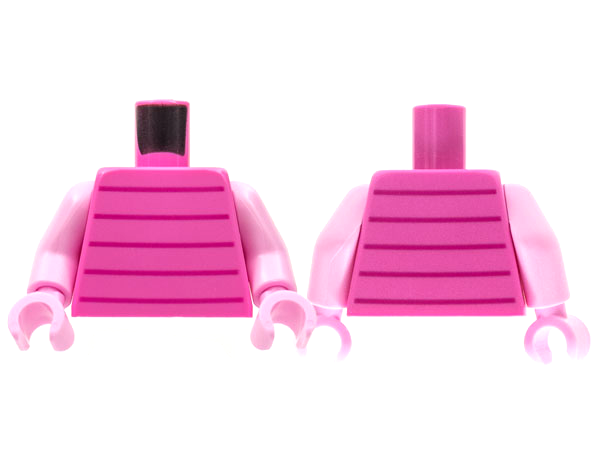 Lego Torso 5 Magenta Lines Pattern / Bright Pink Arms / Bright Pink Hands