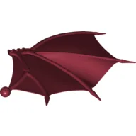 Creature Body Part, Dragon Wing 26 x 16 Folding Right with Spikes and Ball Joint Connector / Dark Red