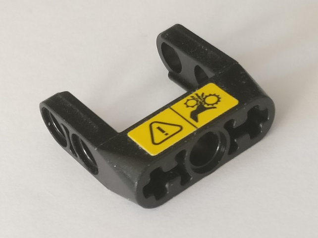 Lego Technic, Pin Connector Toggle Joint Smooth Double with Axle and Pin Holes with Yellow Warning Sign Pattern (Sticker) - Set 42082