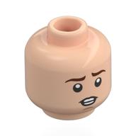 Lego Minifig Head Peregrin Took, Reddish Brown Eyebrows, Chin Line, Open Mouth Teeth, Angry / Worried / Light Nougat