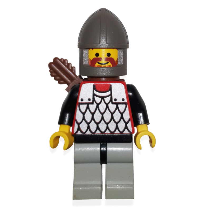 Lego Archer (Scale Mail on Red) - Black Arms, Light Gray Legs