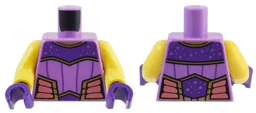 Torso Female Top, Dark Purple Panels with Silver Stars and Gold Trim, and Coral Sides Pattern / Yellow Arms / Dark Purple Hands