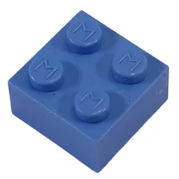 Modulex Brick 2 x 2 with M on Studs / Modulex Medium Blue