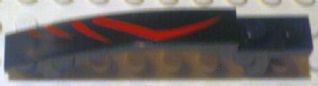 Lego Slope, Curved 8 x 1 x 1 2/3 with Arch and 2 Recessed Studs with Red Lines Pattern Model Left (Sticker) - Set 8669