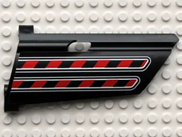 Technic, Panel Fairing #20 Large Long, Small Hole, Side A with Red / Black Diagonal Stripes Pattern (Sticker) - Set 8285