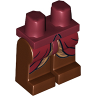 Lego Hips and Reddish Brown Legs with Dark Red and Gold Elven Robe Print