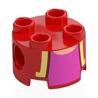 Brick Round 2 x 2, Pin Holes with Gold Lapels and Magenta Undershirt Print
