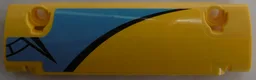 Technic, Panel Curved 11 x 3 with Black Curved Line and Compass Point on Dark Azure and Yellow Background Pattern Model Right Side (Sticker) - Set 42074