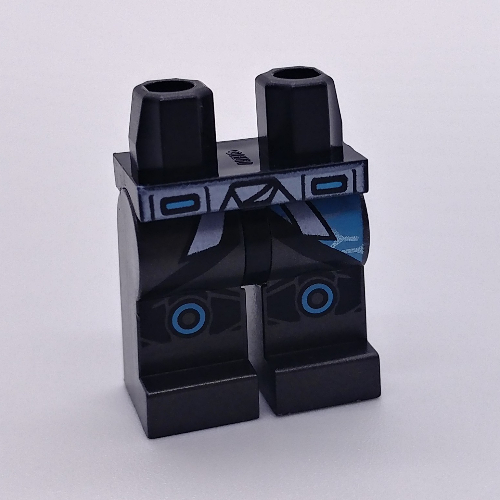 Lego Hips and Black Legs with White Sash Belt and Knee Straps with Medium Azure Circles Print / Black