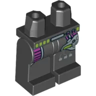 Hips and Black Legs with Purple Leg Protection and Silver Machinery Print / Black