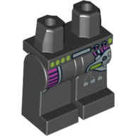 Lego Hips and Black Legs with Purple Leg Protection and Silver Machinery Print / Black