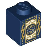 Brick 1 x 1 with Tea Bags Print / Dark Blue