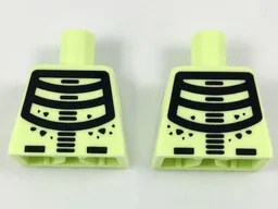 Torso Black Minifigure Skeleton Pattern / Yellowish Green