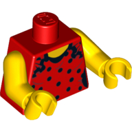 Lego Torso Bodice with Black Dots Print, Yellow Arms and Hands / Red