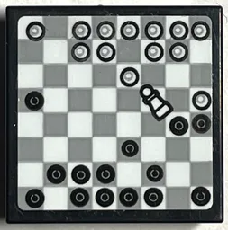Tile, Modified 2 x 2 Inverted with Chess Board and Knocked over Chess Piece Pattern (Sticker) - Set 76399