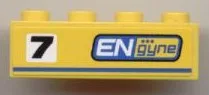 Brick 1 x 4 with Black '7' and 'ENgyne' Pattern Model Right side (Sticker) - Set 8124