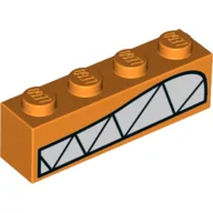 Brick 1 x 4 with Angry Mouth, Sharp Teeth Print / Orange