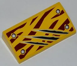 Slope, Curved 2 x 4 x 2/3 with Bottom Tubes with 4 Rivets and Claw Scratch Marks on Dark Red Tiger Stripes Pattern (Sticker) - Set 5887