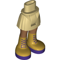 Lego Minidoll Hips and Shorts with Light Nougat Legs, Gold Boots, Dark Purple Laces / Tan