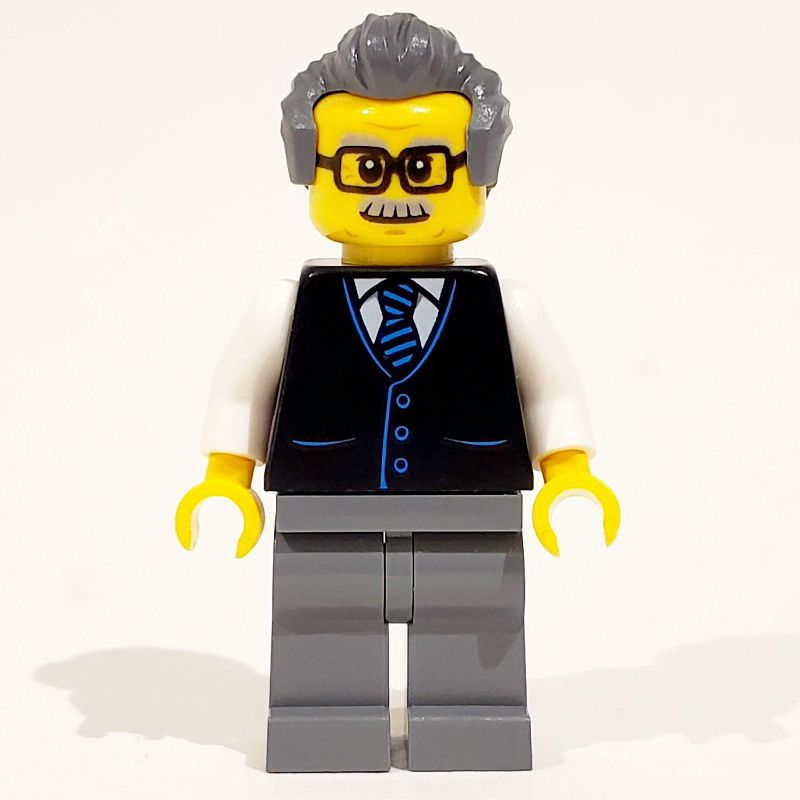 Lego Launch Director - Black Torso, Dark Bluish Grey Legs, Dark Bluish Grey Hair