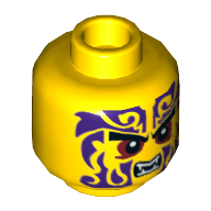 Lego Minifig Head Chope, Eyebrows, Red Eyes, Purple Tattoo, Open Mouth with Fangs Print / Yellow
