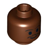 Lego Minifig Head Lando Calrissian, Moustache Thin, Standard Grin, Eyebrows, Small Eyelashes Print / Brown