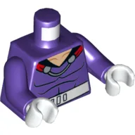 Torso Muscles, White Belt, Red Cape Ends Print (Magneto), Dark Purple Arms, White Hands / Dark Purple
