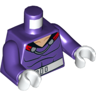 Lego Torso Muscles, White Belt, Red Cape Ends Print (Magneto), Dark Purple Arms, White Hands / Dark Purple
