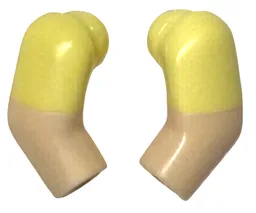 Arm, (Matching Left and Right) Pair with Molded Bright Light Yellow Short Sleeves Pattern / Light Nougat