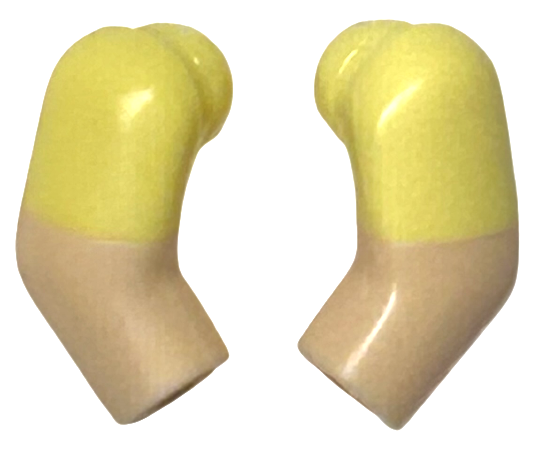 Lego Arm, (Matching Left and Right) Pair with Molded Bright Light Yellow Short Sleeves  Pattern