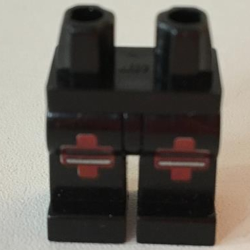 Lego Hips and Black Legs with Red Knee Pads Print (Sky) / Black