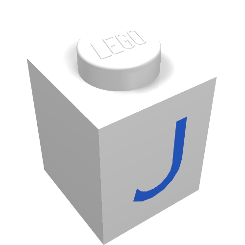 Lego Brick 1 x 1 with Blue J Print