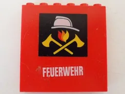 Brick 1 x 6 x 5 with Fire Logo and White 'FEUERWEHR' Pattern (Stickers) - Set 7240