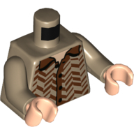 Lego Torso, Dark Brown Diagonal Stripes Shirt, Buttons print, Dark Tan Arms, Light Nougat Hands / Dark Tan