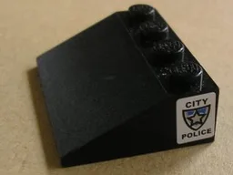 Slope 33 3 x 4 with Star Badge and 'CITY POLICE' Pattern on Both Sides (Stickers) - Set 8135